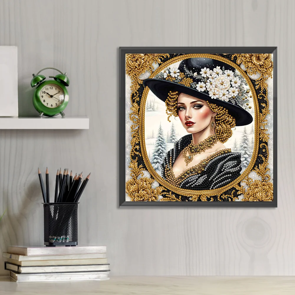 Diamond Painting - Partial Special Shaped Drill - Fashion Lady(Canvas|30*30cm)