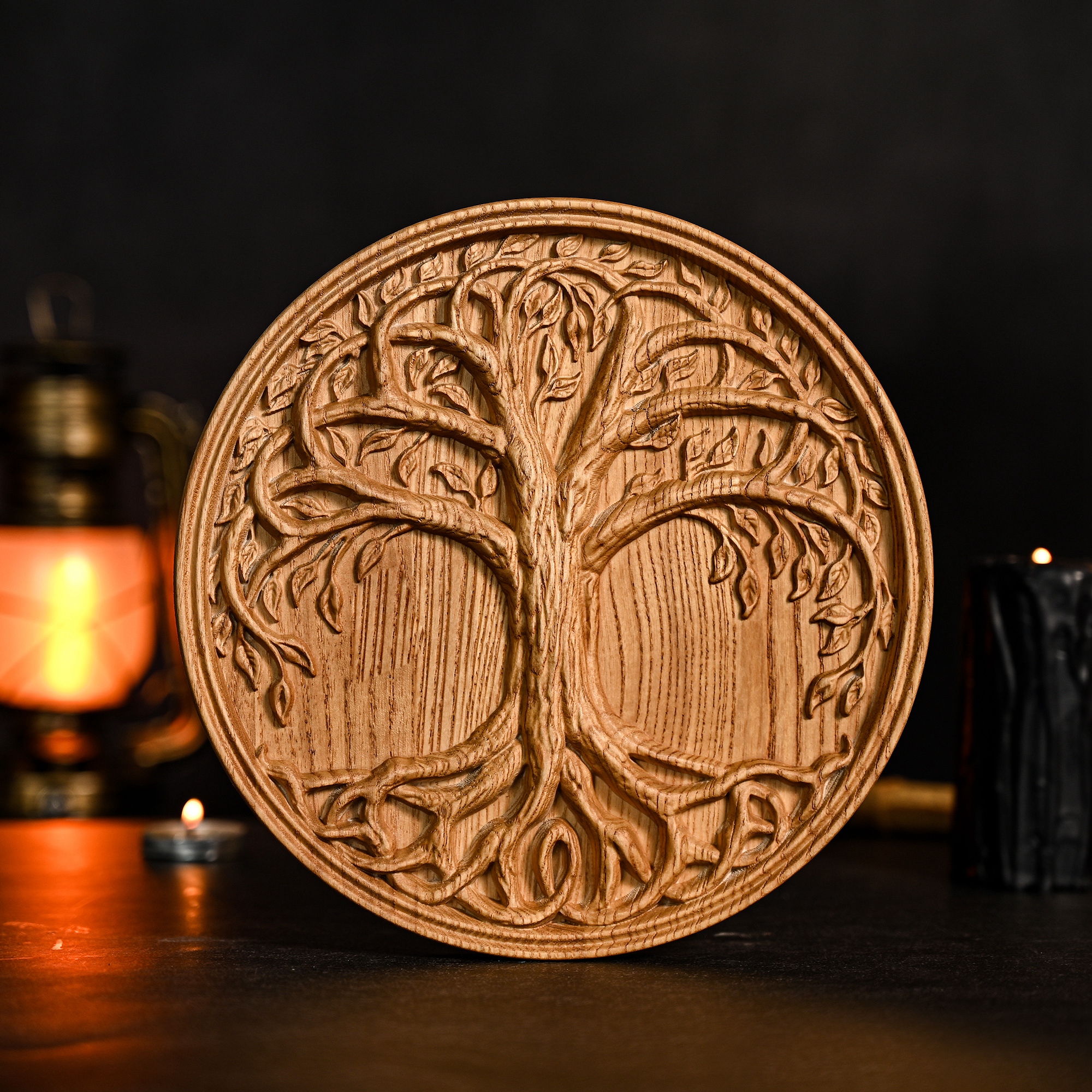 The Viking - Inspired World Tree: Hand - Carved Wooden Disc, Embark on a Mysterious Nordic Journey