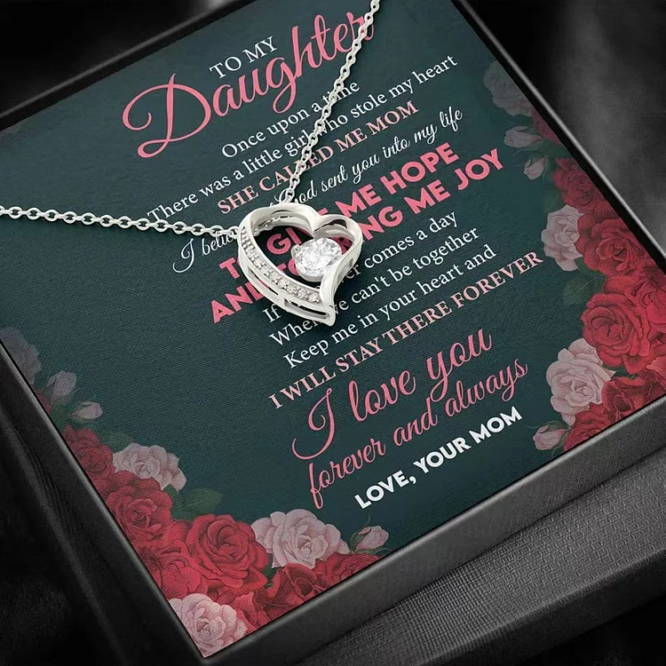 To My Daughter Heart Necklace "I love you forever and always" Warm Gifts For Daughter