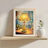 (17x22cm)Lamp DIY Pearl Painting Art Kits for Adults Home Wall Decor Pearl Art Painting With Wooden Frame