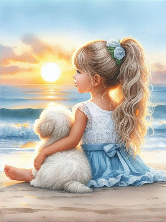 DIY Painting By Numbers Girl and Dog 40*50cm