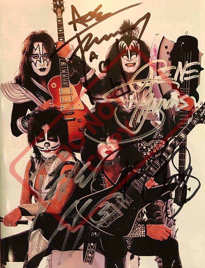 Kiss group 8.5x11 Autographed Signed Reprint Photo Poster painting