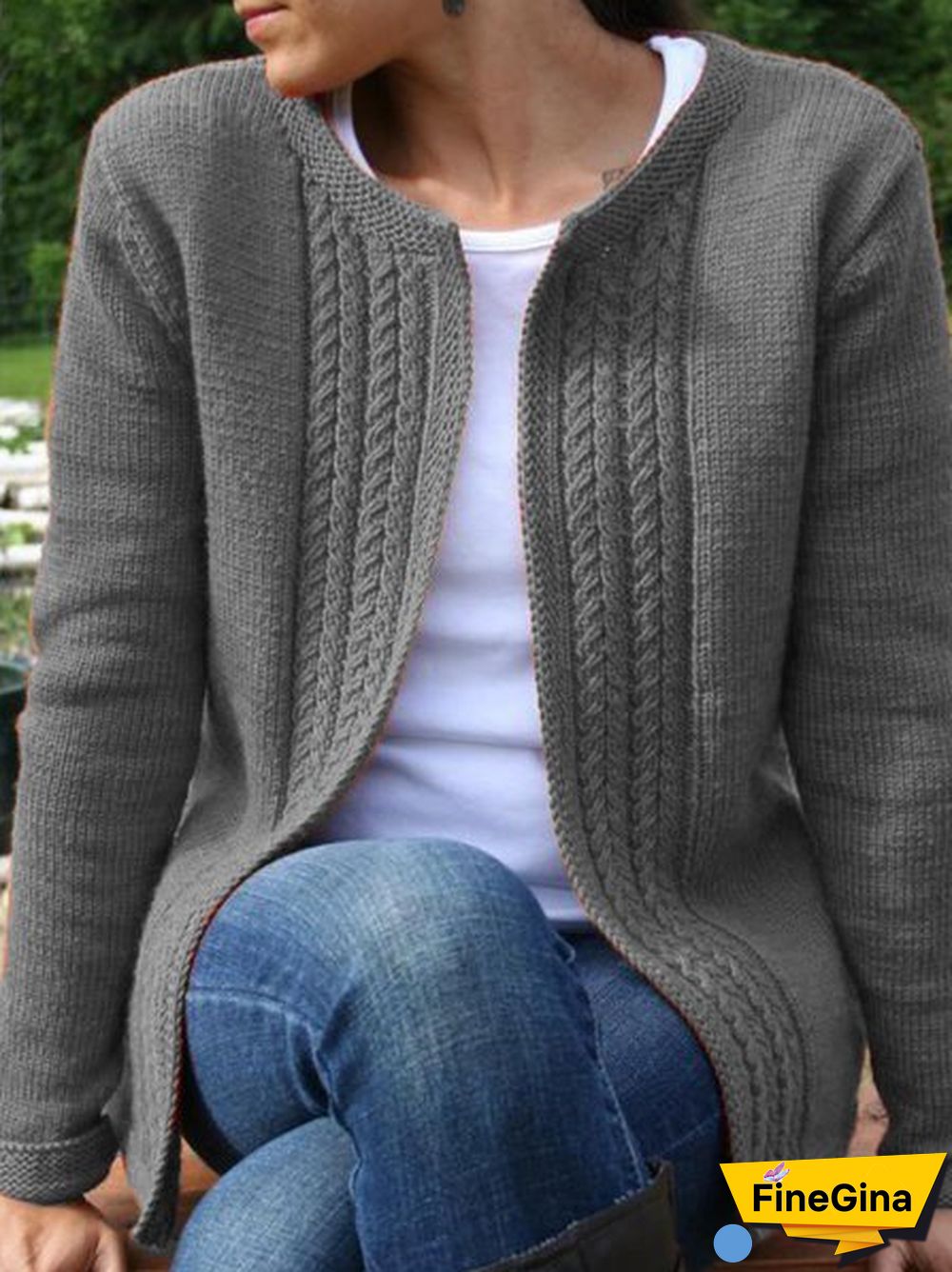 Casual Vintage Knitted Solid Sweater