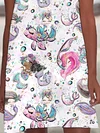 Vacation Watercolor Mermaid Print Sleeveless Dress
