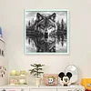 (US Only)Wolf Printed Cross Stitch Kit 50x50cm DIY 14CT Thread Art Needlework Decor