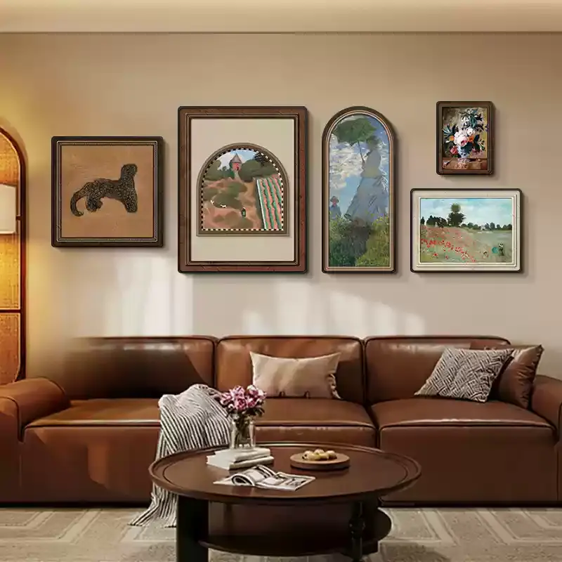 Vintage French Art Wall Decor | Elegant Living Room Sofa Background Art | Retro Combination Niche Restaurant Wall Painting（GH27A）