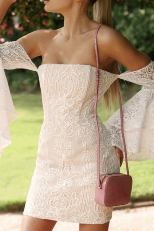 Lovely Butterfly Sleeve Lace Short Party Dress Online - lulusllly