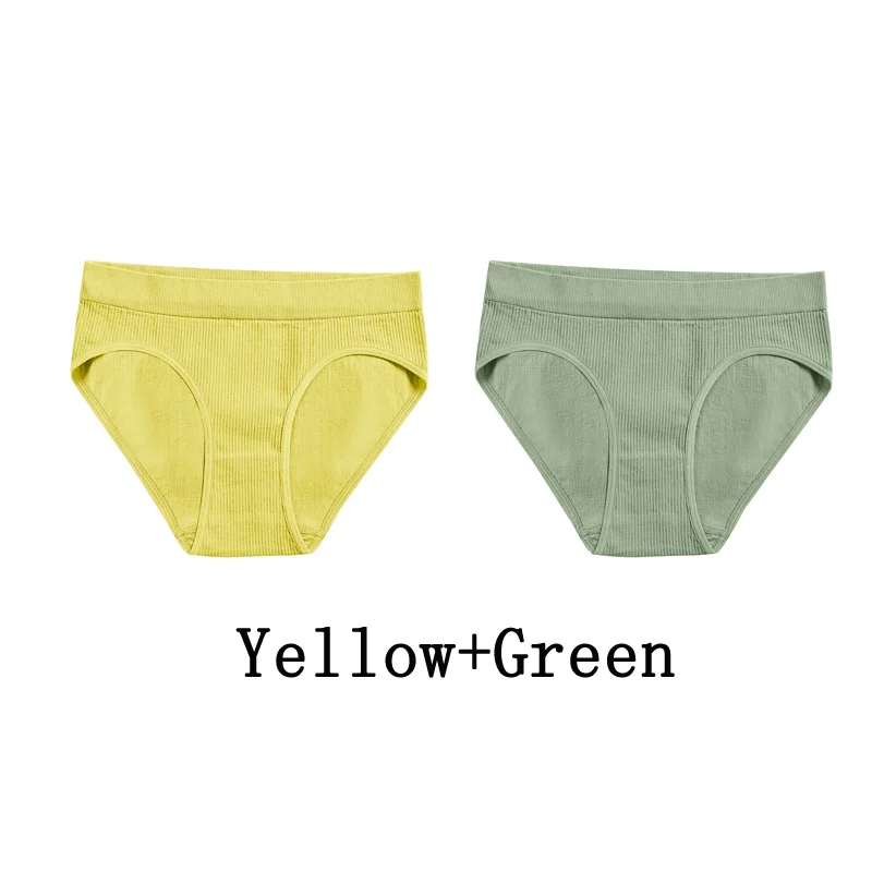 Billionm Women Seamless Cotton Panties Sexy Mid Waist Briefs Girls Solid Colors Ribbed Underpants Female Comfortable Intimates Lingerie