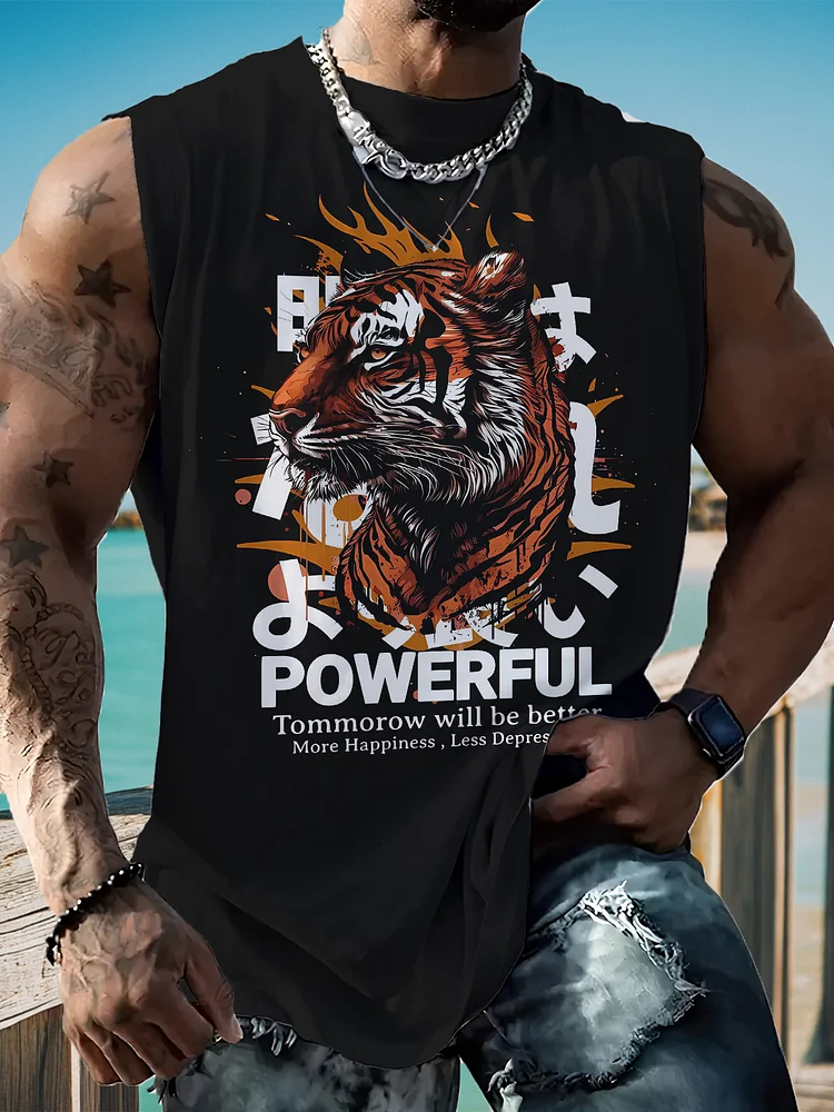 Men's Tomorrow Will Be Better More Happiness Less Depression Printed Workout Tank Top