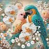 Fleurs oiseaux bricolage, set de peinture perl&eacute;e avec forme sp&eacute;ciale avec cadre 25x25cm
