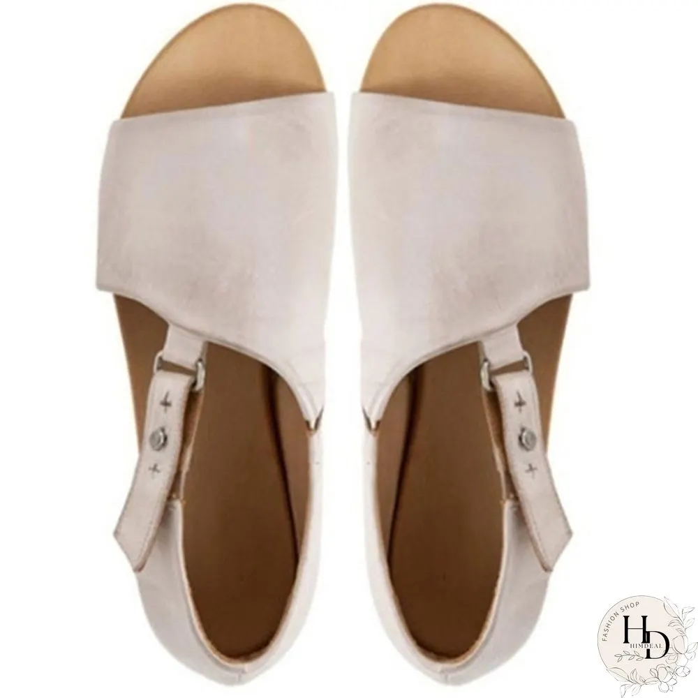 Colors Fashion Women Summer Shoes Leather Flat Sandals Buckle Strap Slippers Fish Mouth