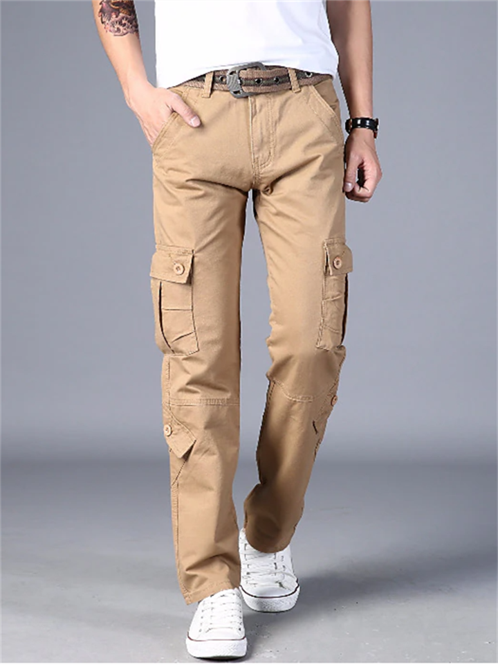 Men's Cargo Pants Cargo Trousers Work Pants 8 Pocket Plain Breathable Lightweight Full Length Casual Daily Cotton 100% Cotton Trousers ArmyGreen Black Micro-elastic