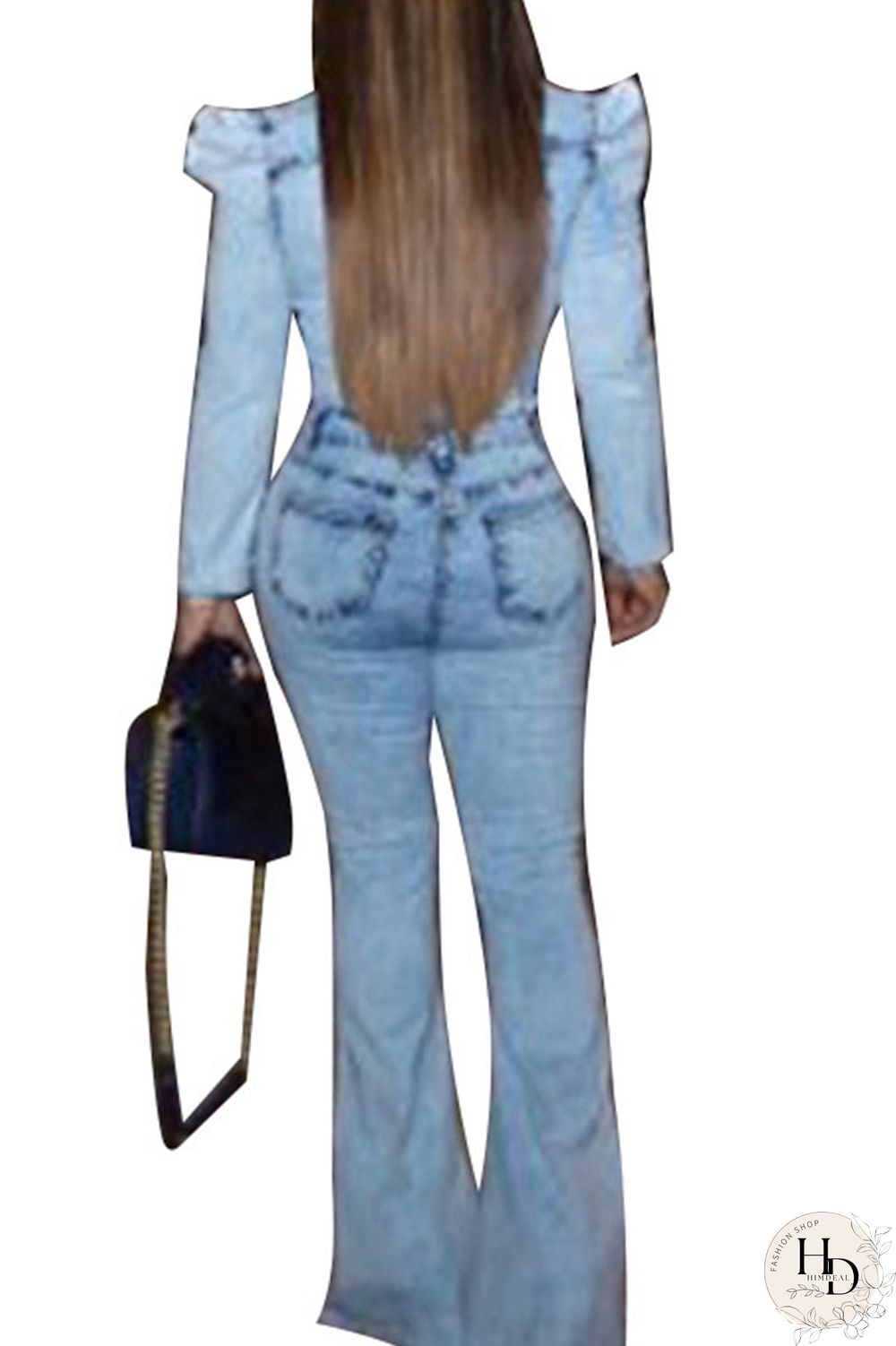 Dark Blue Sexy Denim Solid Buttons Turndown Collar Plus Size