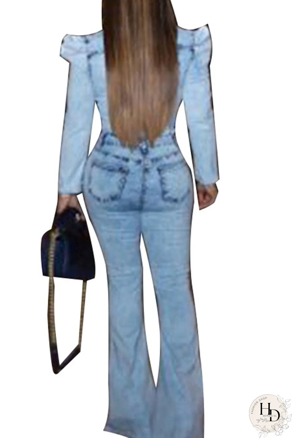 Dark Blue Sexy Denim Solid Buttons Turndown Collar Plus Size