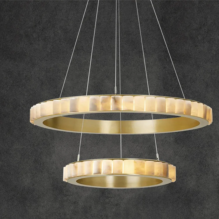 Moonshade Natural Marble Two Tier modern Crystal Chandelier for foyer