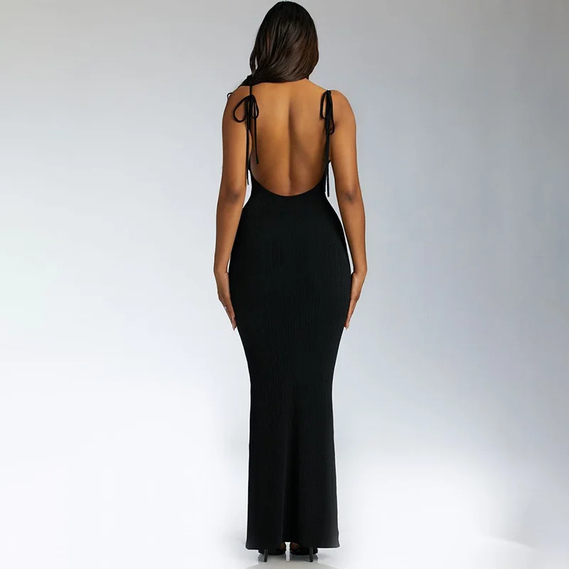 Brownm Brownm Women's 2023 New Pit Sling Big Back Strap Long Slim Temperament Dress