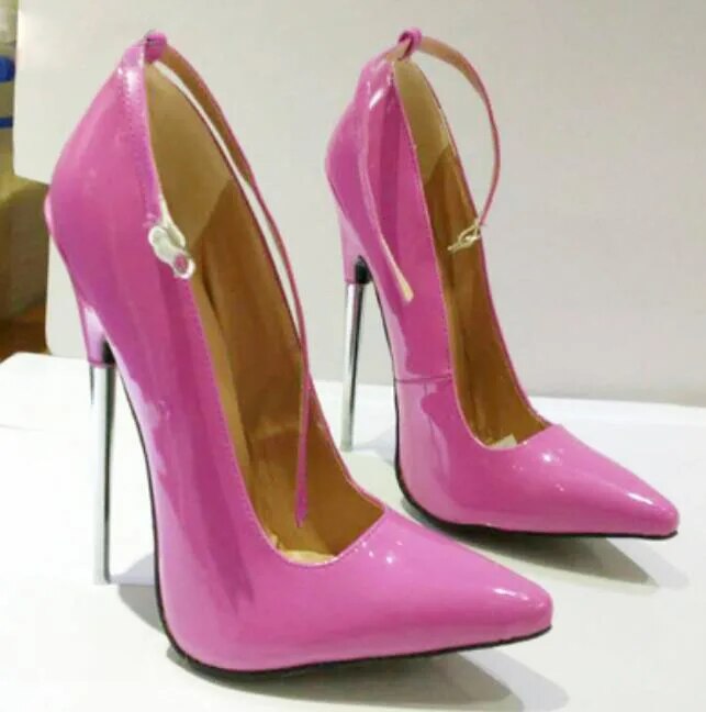 VCSHOES 16 Cm Ultra High Heel Dance Pumps Cross Dresser Pointed Toe Woman Metal Heels Patent Leather Runway Woman Shoes