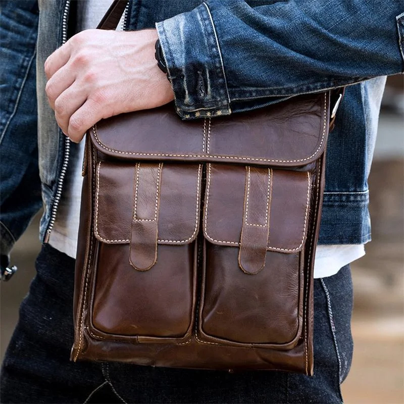 Fashion Vintage Messenger Bags Durable Leather Shoulder Bags