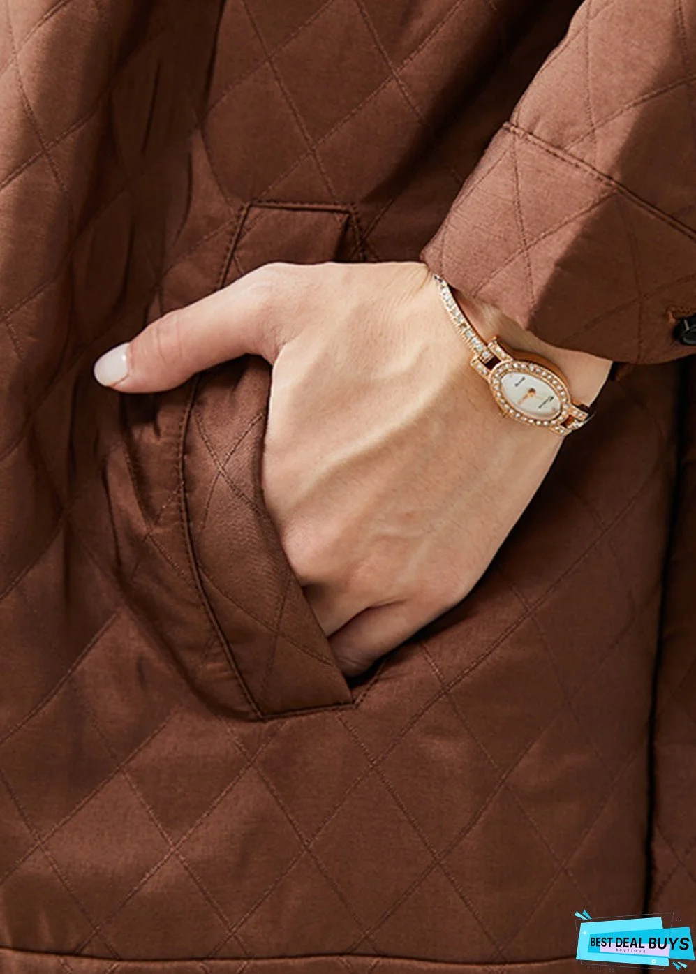 Women Brown Oversized Fine Cotton Filled Winter Coats