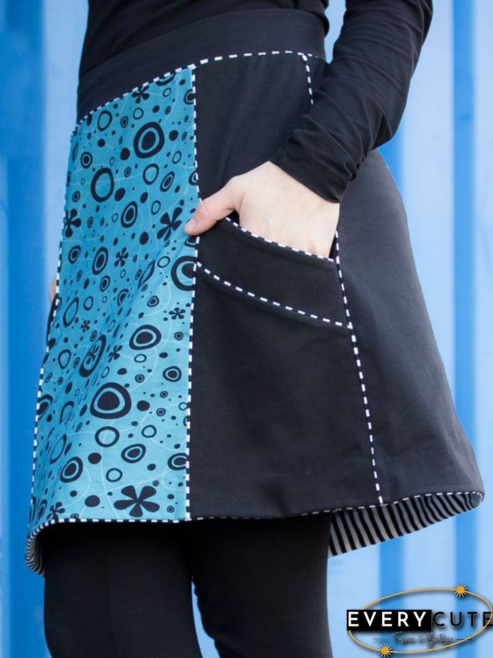 Floral Casual Cotton-Blend Pockets Skirt