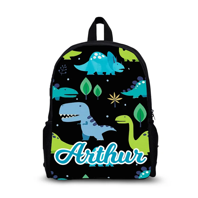 Mochilas-mochila escolar para los niños con dibujo de dinosarios con nombre personalizado