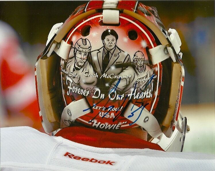 Detroit Red Wings Jimmy Howard Mask Signed Autographed 8x10 COA SIX