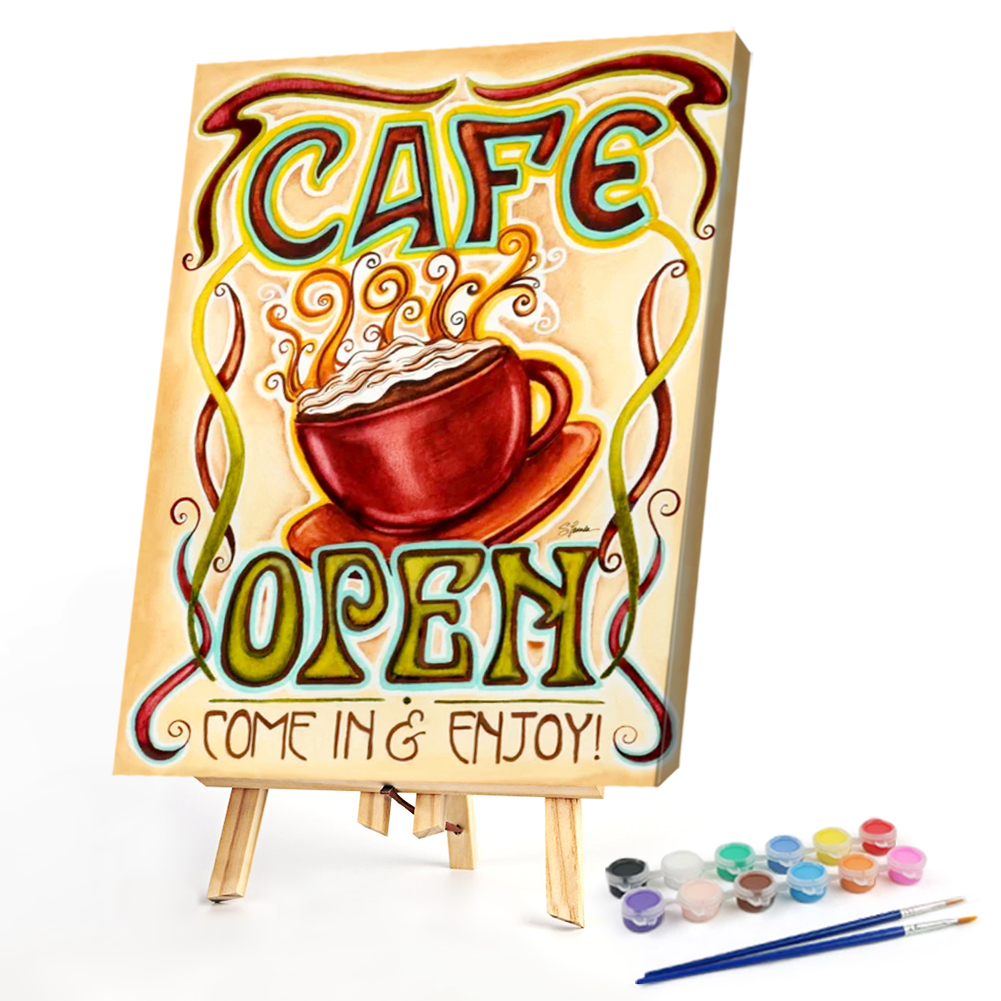 

40*50CM - Paint By Numbers - Coffee and Text, 501 Original