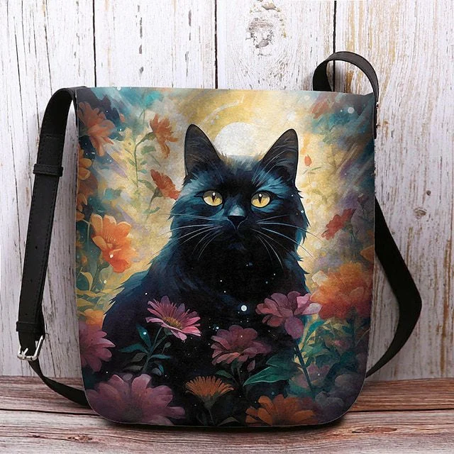 Style & Comfort for Mature Women Women's Floral Cat Print Crossbody Bag