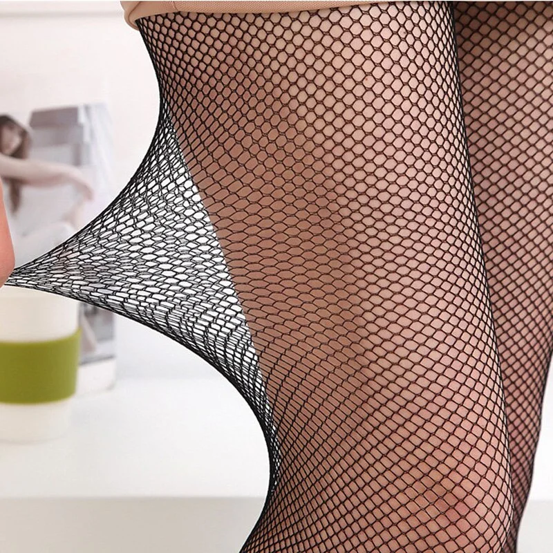 CUHAKCI Mesh Pantyhose Club Tights Women Sexy Fishnet Stockings Small Middle Fishnet Tights anti-hook Black Stockings