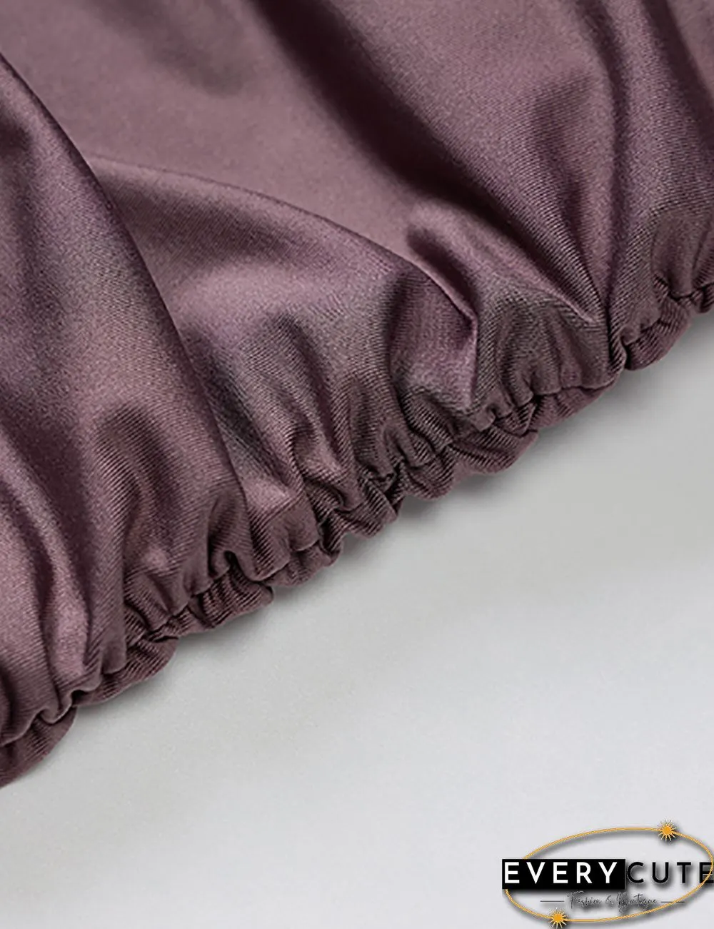 Purple Tube Pleated Long Sleeve Mini Dress