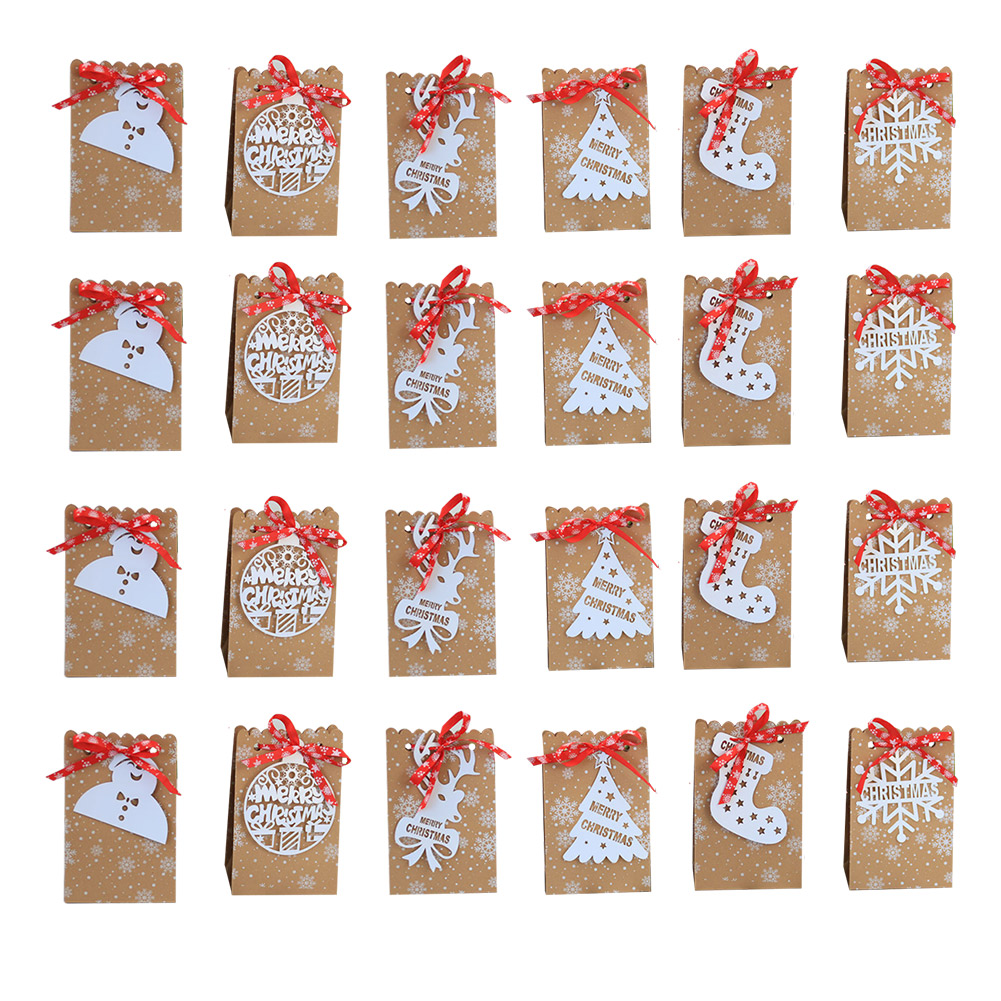 

24pcs Christmas Snowflake Kraft Paper Bag Gift Candy Decorative Storage Bag, 501 Original