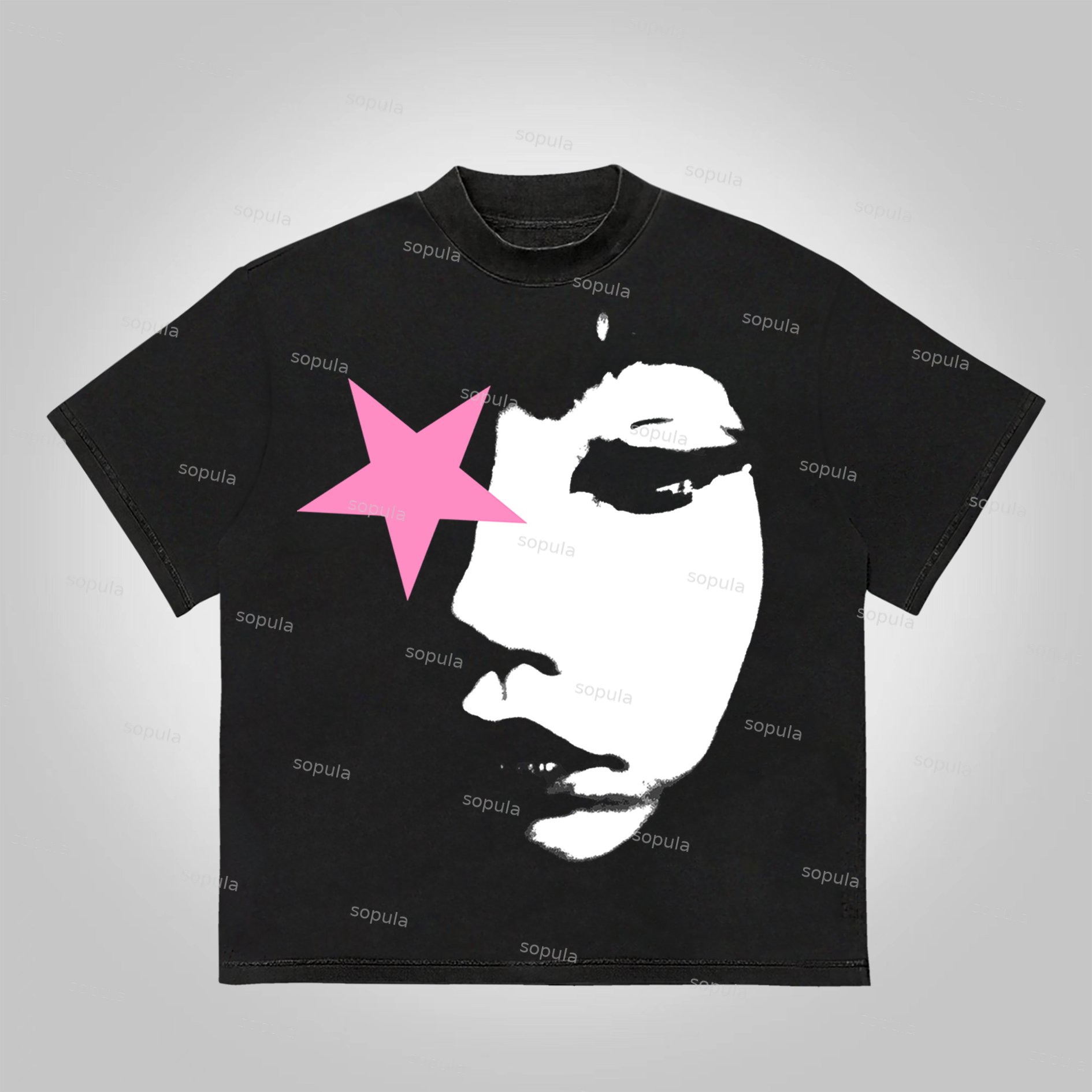 Sopula Vintage Abstract Girl Star Cotton T-Shirt