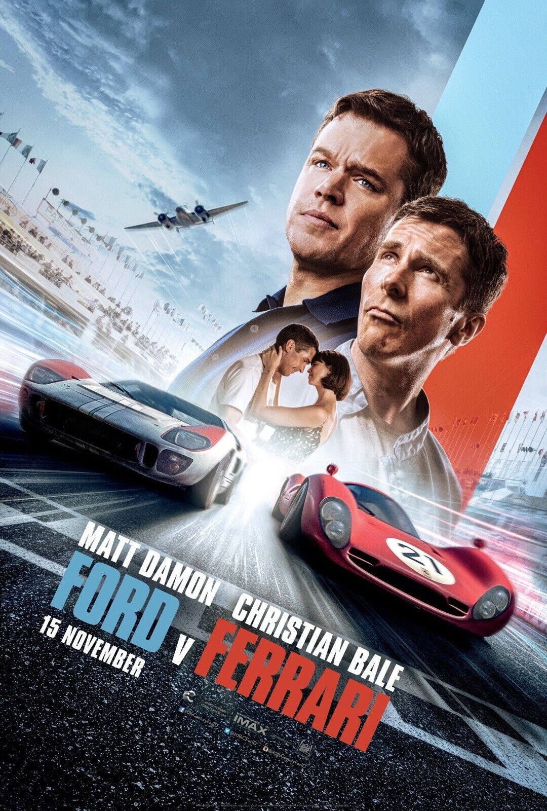 Ford v Ferrari movie poster : 11 x 17 inches : Matt Damon, Christian Bale Photo Poster painting