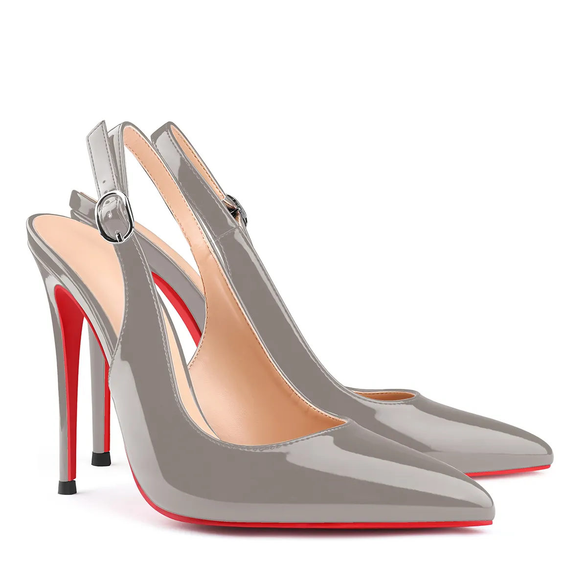 120mm Women's Pointed Toe Slingback Heels Red Bottoms Pumps Dress Shoes-vocosishoes