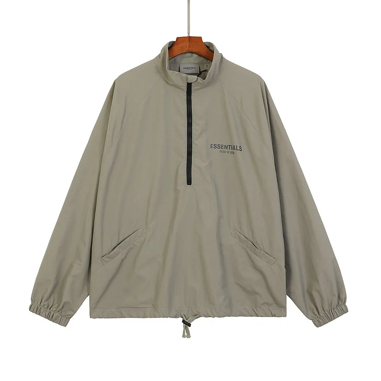 Fog Essentials Coats Autumn and Winter Fog Brother Seven Seasons Double-Line Letter Half Zipper Pullover Jacket for Men and Women