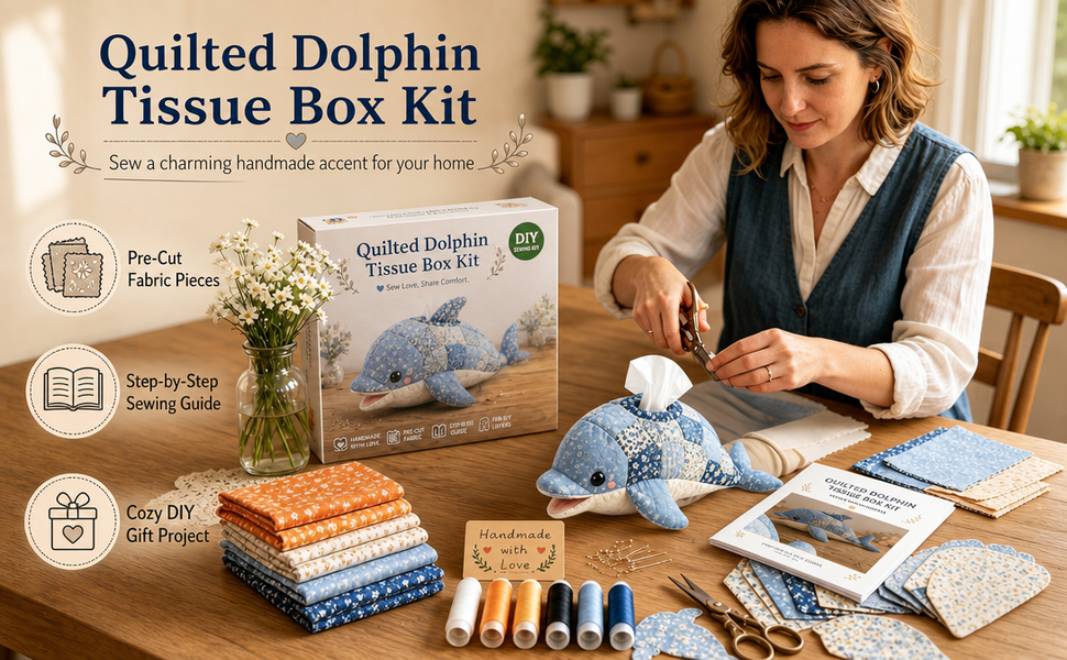 COMPLETE QUILTED TISSUE BOX COVER DIY KIT