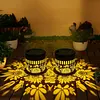 Solar Elegant Flower Wall Lights Waterproof Decorative Pathway Light 7-Color Changing Metal Projector Lamps for Backyards/Patio/Porch