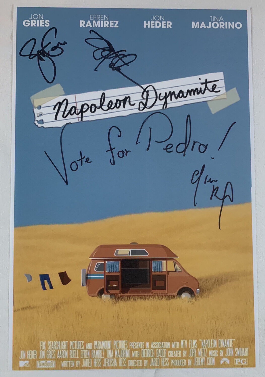 JON HEDER, JON GRIES, & EFREN RAMIREZ SIGNED 12x18 Photo Poster painting NAPOLEON DYNAMITE COA