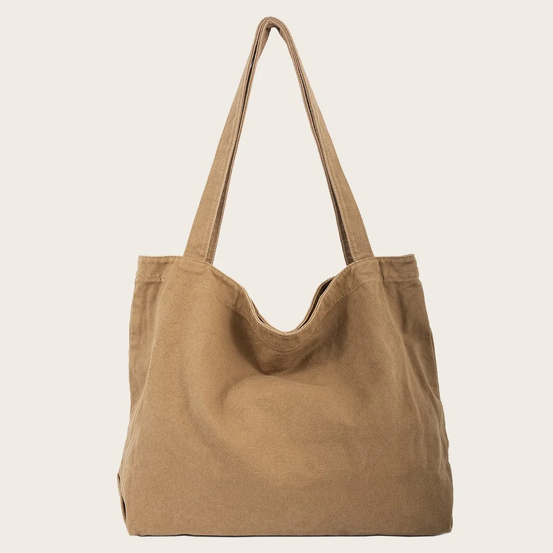 Fashion Women's Bag Large Capacity Canvas Bag Korean Light Solid Color Shoulder Casual Retro Shopping Bag Handbag