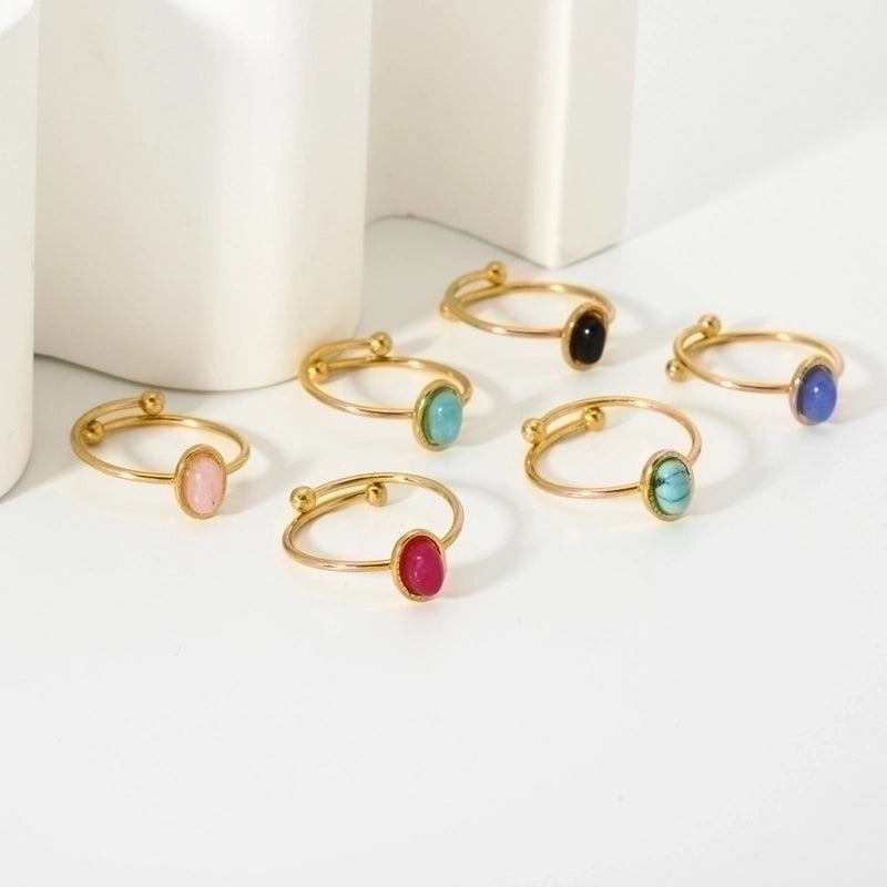 304 Stainless Steel 18K Gold Plated Minimalist Polishing Plating Geometric Adjustable Ring