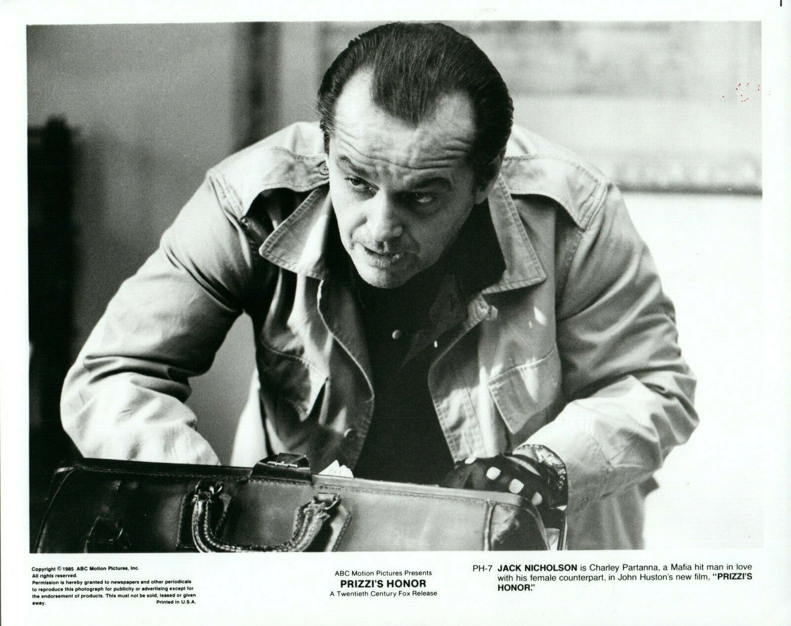 JACK NICHOLSON Actor 8x10 Promo Press Photo Poster painting PRIZZI'S HONOR Movie 1985