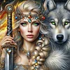 (Multistyle) Beauté Et Le Loup-Perceuse Ronde Peinture Diamant-40*40CM