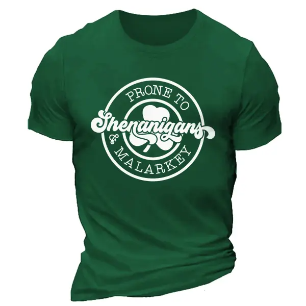 Men's Shenanigans St. Patrick's Day Lucky Shamrock Daily Casual Short Sleeve Crew Neck T-Shirt ctolen