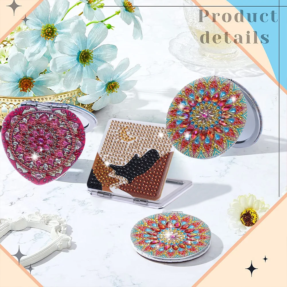 DIY Diamond Art Mosaic Makeup Mirror Paint by Number Kits Mandala