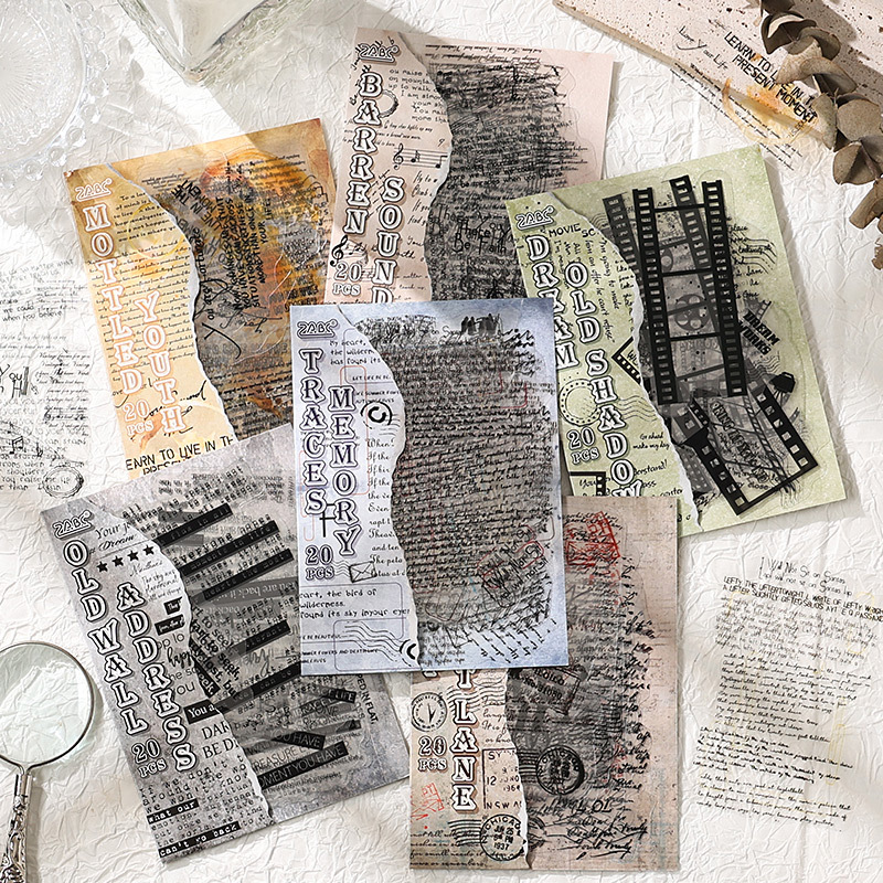 PET 스티커 - 올드 섀도우 앤 드림 시리즈 빈티지 영어 텍스트 필름