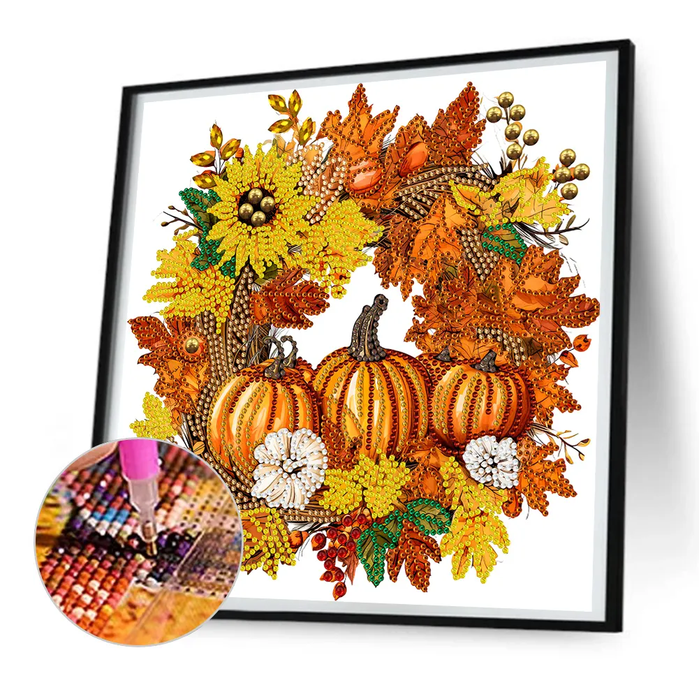 Diamond Painting - Partial Special Shaped Drill - Pumpkin Wreath(Canvas|30*30cm)