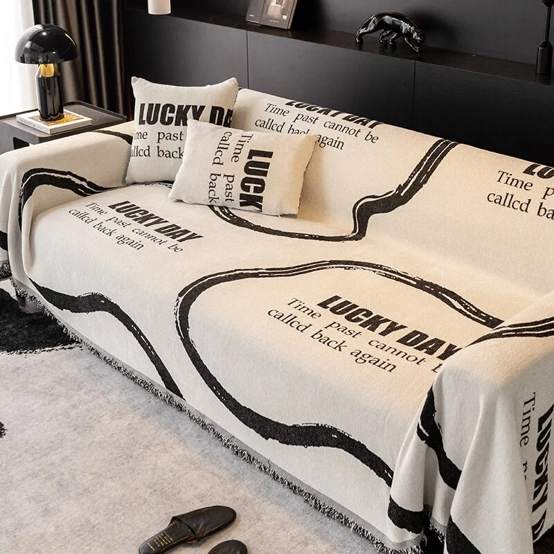 Athvotar Style Sofa Cover with Tassel, Two Sides Throw Blanket, Sofa Covers, Geometric Lines, Towel Ins, Home Decor, Tapestry