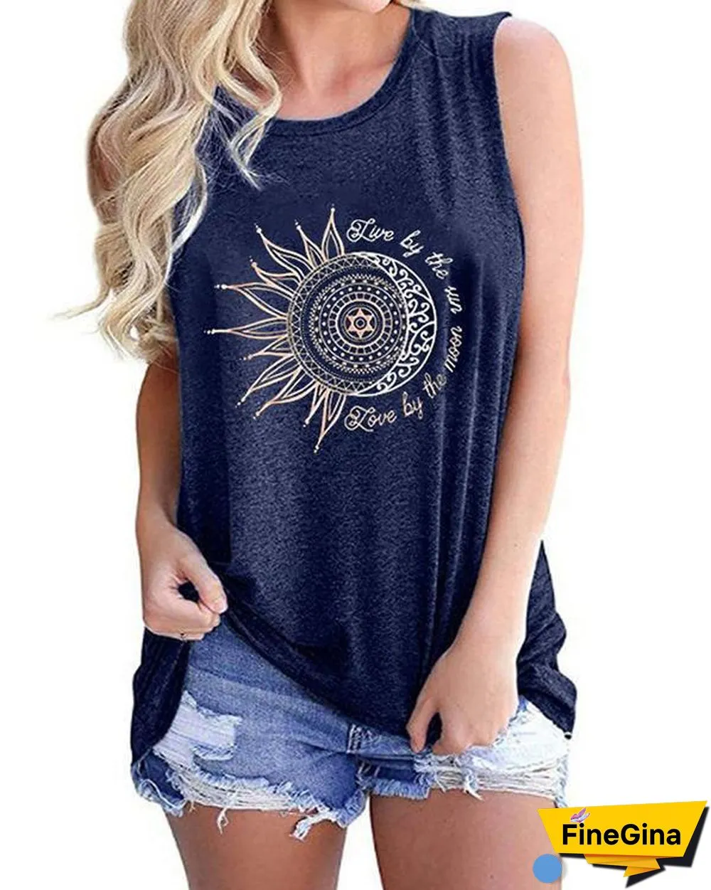 Sunflower Sketch Printed Tanks