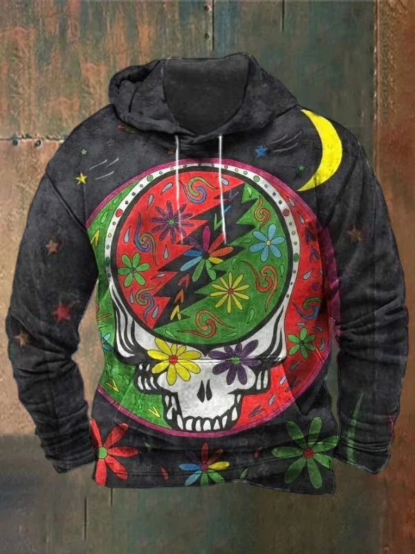 Unisex Skull Print Heavyweight Hoodies
