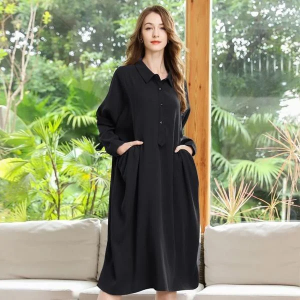 Patchwork Wrinkle Solid Dress Women 2021 Spring Casual  Clothes